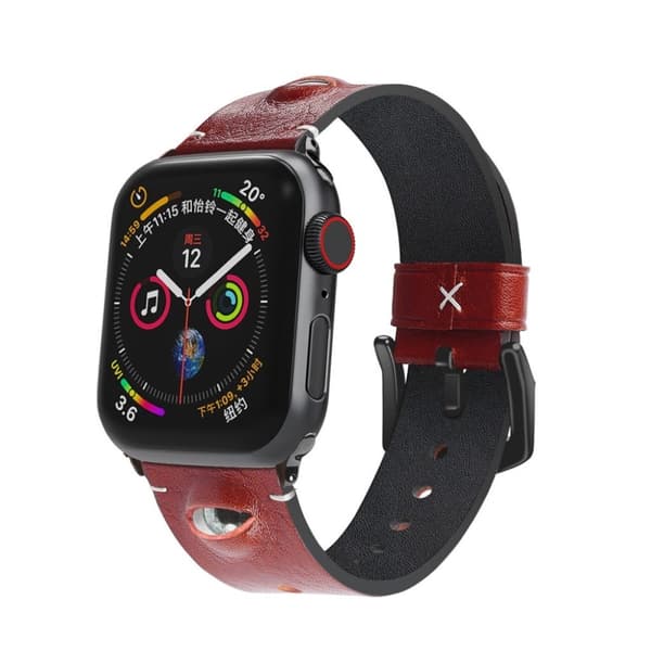 Apple Watch Series 5 / 4 44mm stylish äkta läder klockarmband - röd Röd