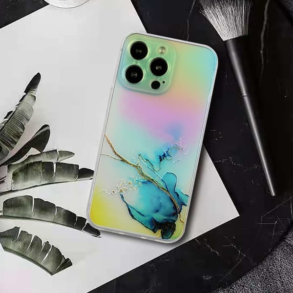 Marble iPhone 15 Pro Etui - Blå Multicolor
