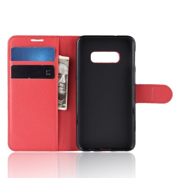 Samsung Galaxy S10e litchi skin læder flip etui - Rød Red