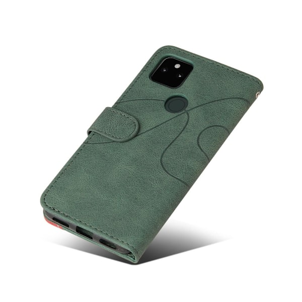 Texturerat läder Google Pixel 5a fodral med handledsband - Grön Grön