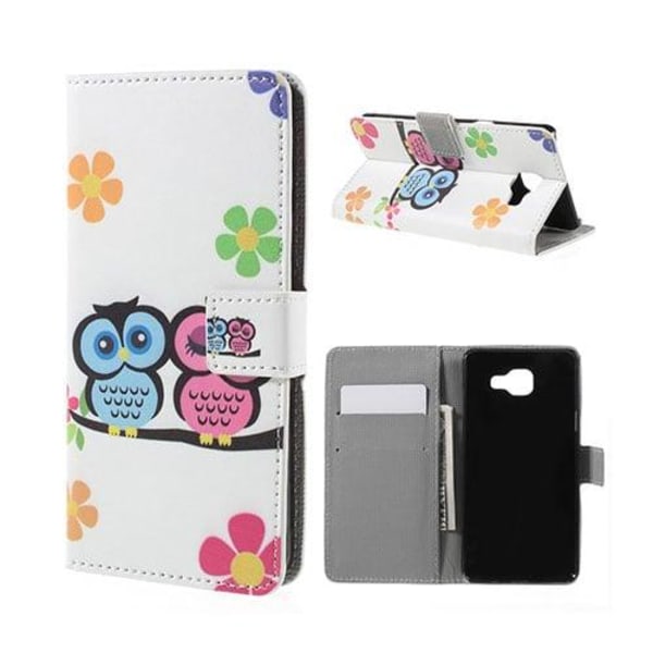 Moberg Læder-etui med kortholder og stander til Samsung Galaxy A5 SM-A510F (2016) - Uglepar Multicolor