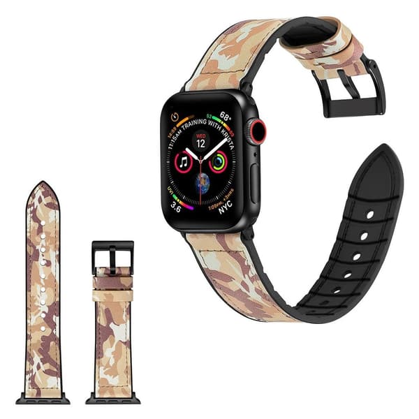 Apple Watch Series 4 44mm holdbar læder rem - camouflage brun Brown