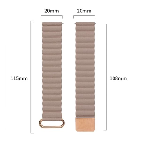 20 mm universal klokkerem i ekte skinn i litchi-stil - Sølvspenne / Hvit White