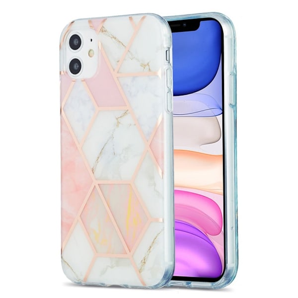Marmormotiv iPhone 11 skal - Rosa / Vit Rosa
