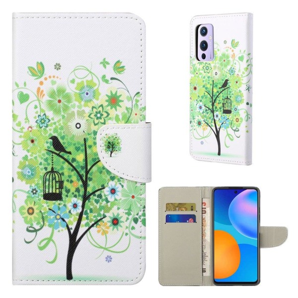 Wonderland OnePlus 9 flip kuoret - Vihreä Puu Green