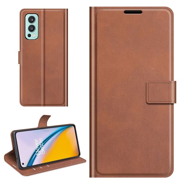 Lompakko Nahkakotelo For OnePlus Nord 2 5G - Ruskea Brown