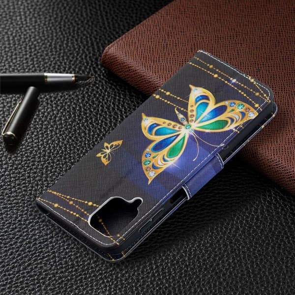 Wonderland Samsung Galaxy A12 5G Flippetui - Gull Sommerfugl Gold