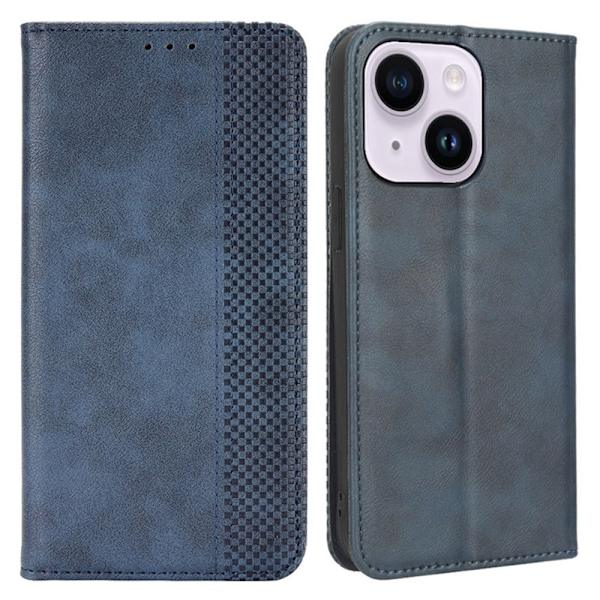 Bofink Vintage iPhone 15 Plus Nahkakotelo - Sininen Blue