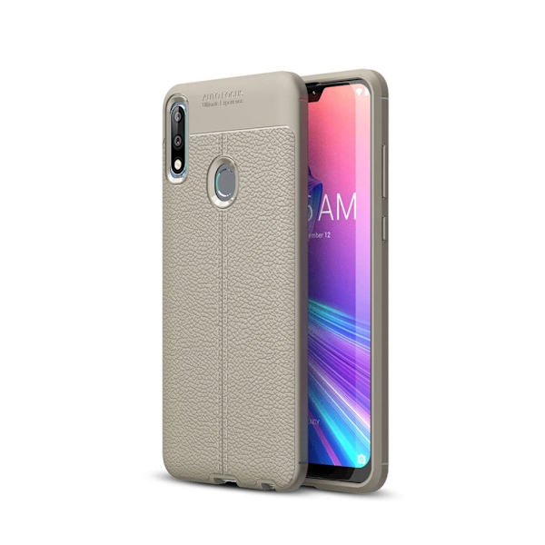 Asus ZenFone Max Pro (M2) litchi texture mjukt skal - grå Silvergrå