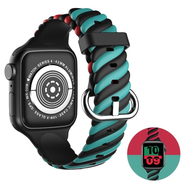 Apple Watch 40mm unik farve twist silikone urrem - Rød / Grøn Green