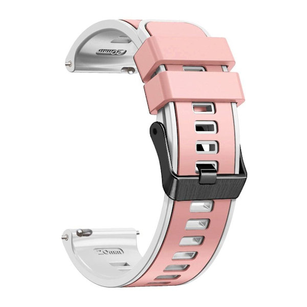 20 mm universellt dubbelfärgat klockarmband i silikon - Ljusrosa / Vit Rosa