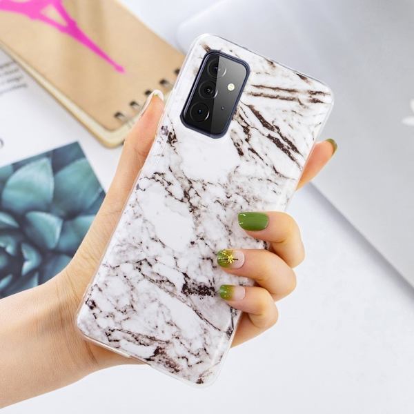 Marble design Samsung Galaxy A72 5G kotelot - Harmaa Marmori Silver grey