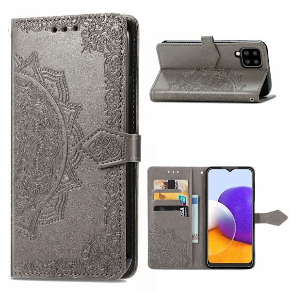 Mandala Samsung Galaxy A22 4G Flippetui - Grå Silver grey