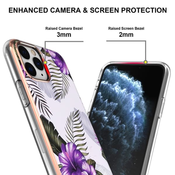 Marble design iPhone 11 Pro cover - Lilla Blomster Purple