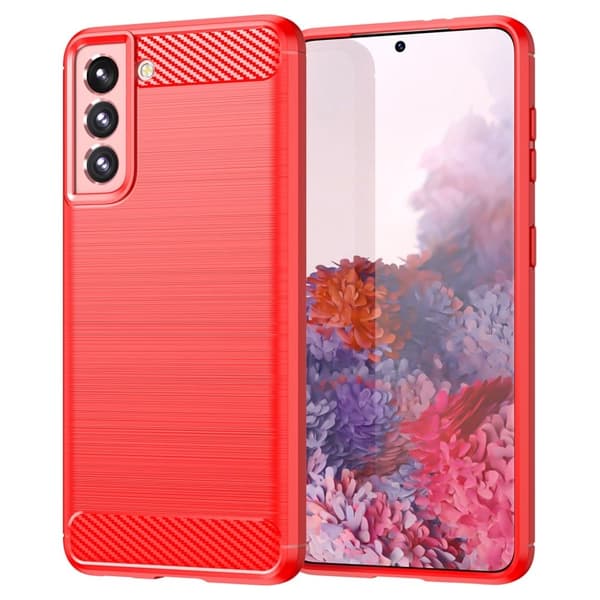 Carbon Flex Suojakotelo Samsung Galaxy S21 - Punainen Red