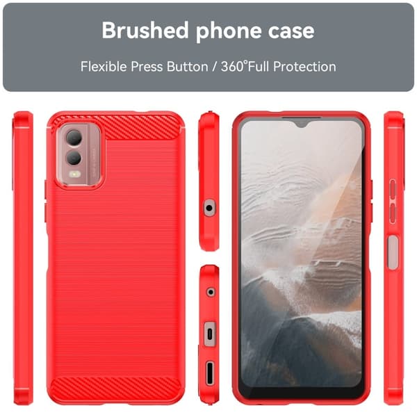 Carbon Flex Suojakotelo Nokia C32 - Punainen Red