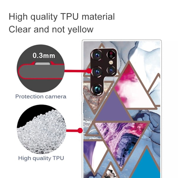 Marble Samsung Galaxy S22 Ultra Suojakotelo - Triangle Patterns In Marble Multicolor