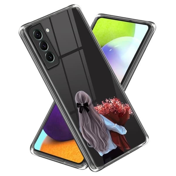 Deco Samsung Galaxy S23 Etui - Jente med Blomst / Left Silver grey