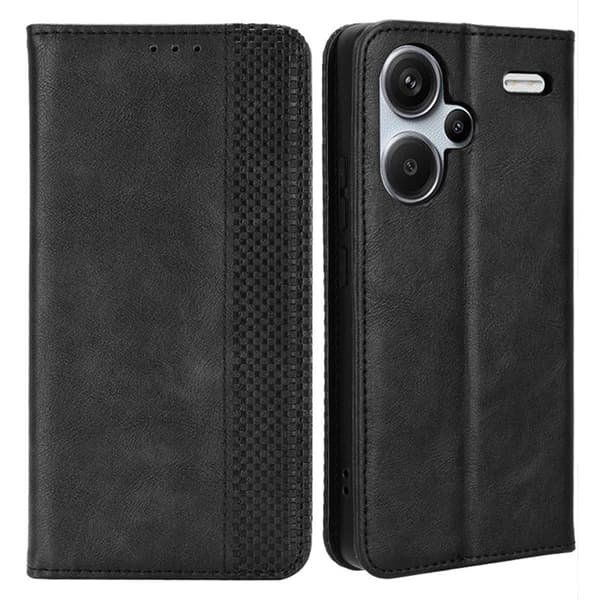 Bofink Vintage Xiaomi Redmi Note 13 Pro Plus nahkakotelo - Musta Black