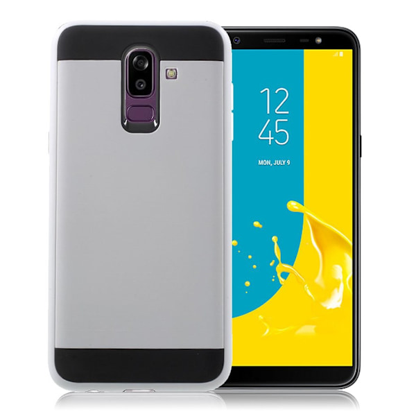 Samsung Galaxy J8 (2018) beswkyttelsesetui i kombimaterialer med børstet design - Hvid White