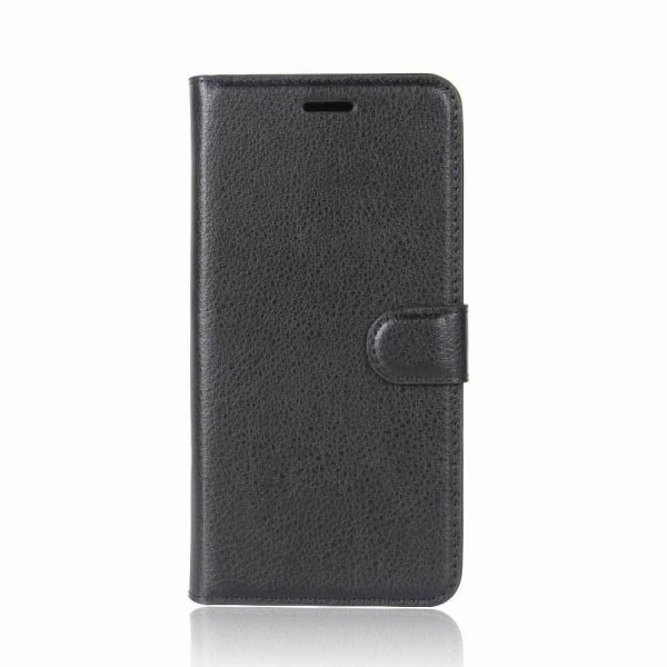 Huawei P30 Lite litchi skin læder flip etui - Sort Black