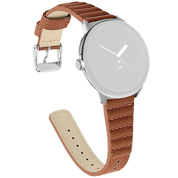 Google Pixel Watch wave-stil ekte lærrem - Brun Brown