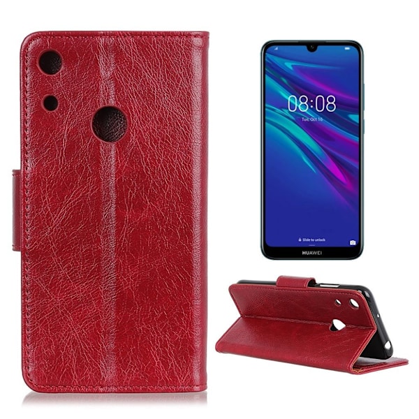 Huawei Y6 2019 tekstureret læder etui - Rød Red