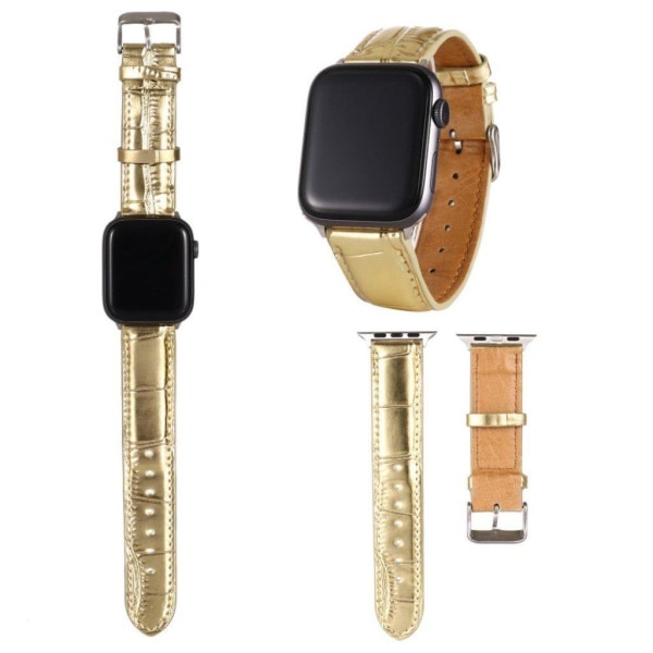 Apple Watch Series 5 / 4 40mm nahkakotelo krokotiilikuviolla - Kulta Gold