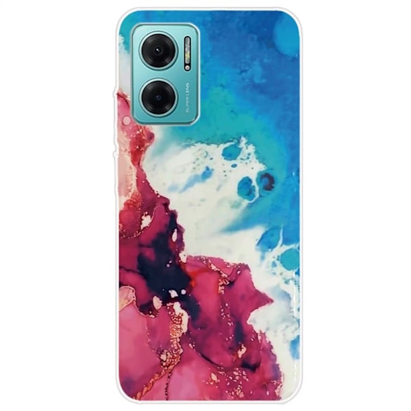 Marmormotiv Xiaomi Redmi Note 11E skal - Stänk Av Rött Och Blått multifärg