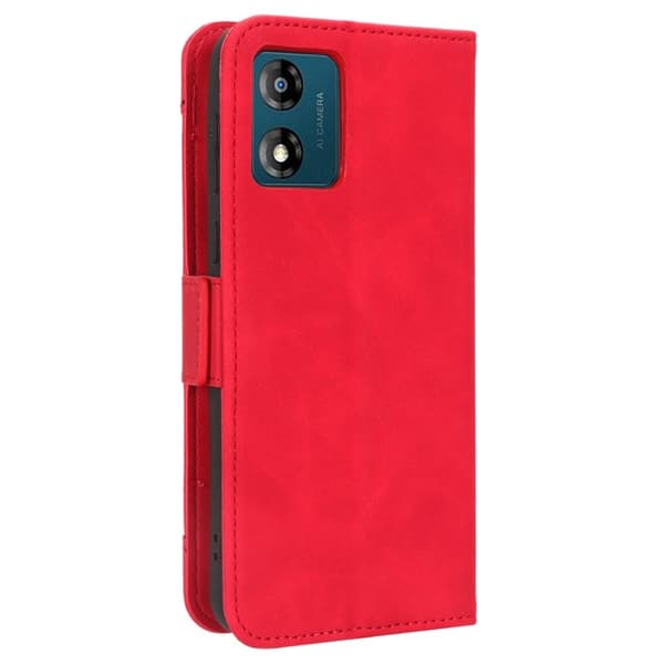 Stilig Læretui med Lommebok til Motorola Moto E13 - Rød Red