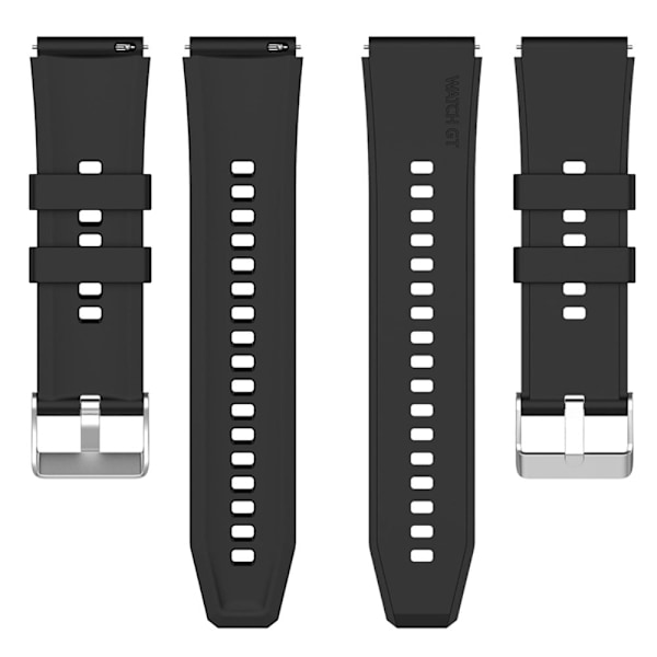 20 mm enkelt klockarmband i silikon för Samsung-klocka med silverspänne - Svart Svart