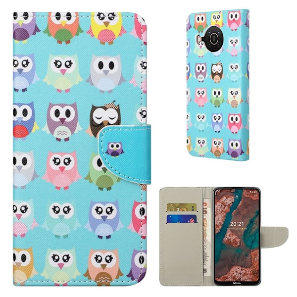 Wonderland Nokia X10 / X20 Flip etui - Søde ugler Blue