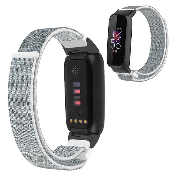 14 mm Fitbit Luxe nylon loop-klokkerem - Grå Silver grey