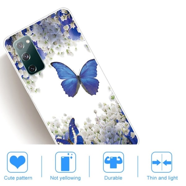 Deco Samsung Galaxy S20 Fe 5g / S20 Fe Etui - Blomst og Blå Sommerfugl Blue