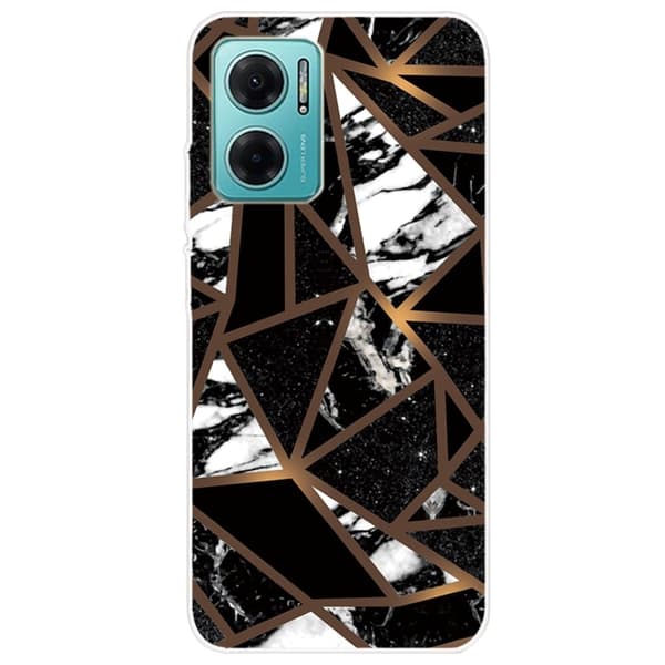 Marmordesign Xiaomi Redmi Note 11E deksel - Fragmenter Av Svarte Fliser Black