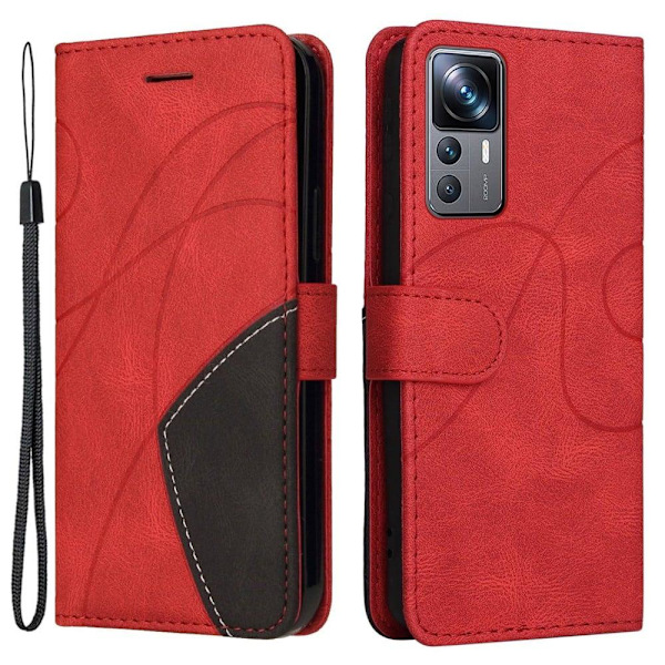 Texturerat läder Xiaomi 12T / Xiaomi 12T Pro / Xiaomi Redmi K50 Ultra fodral med handledsband - Röd Röd
