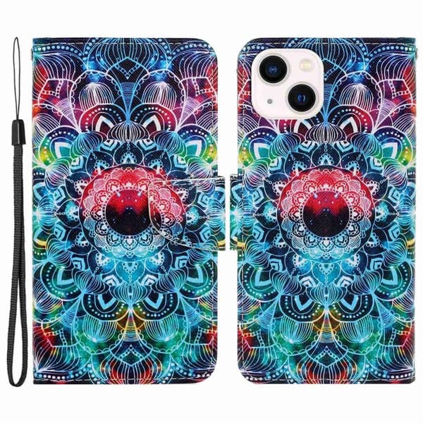 Wonderland iPhone 14 Plus Flippetui - Mandala Multicolor