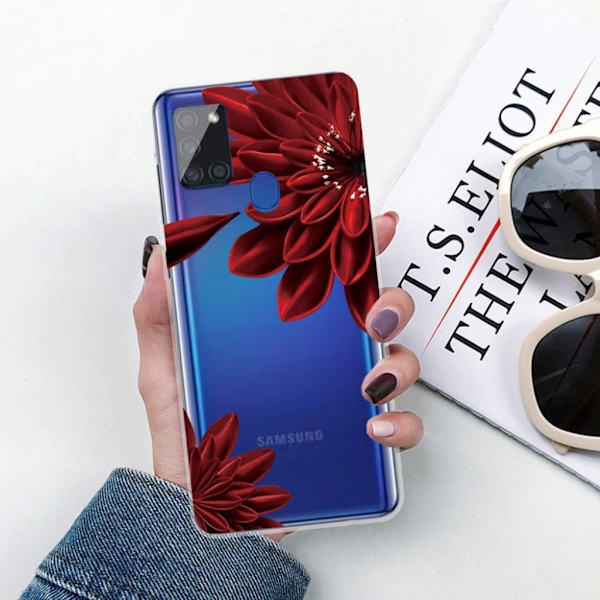 Deco Samsung Galaxy A21s Etui - Rød Blomst Red