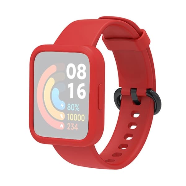 Xiaomi Redmi Watch silikoneurrem med cover - Sort / Rød Red