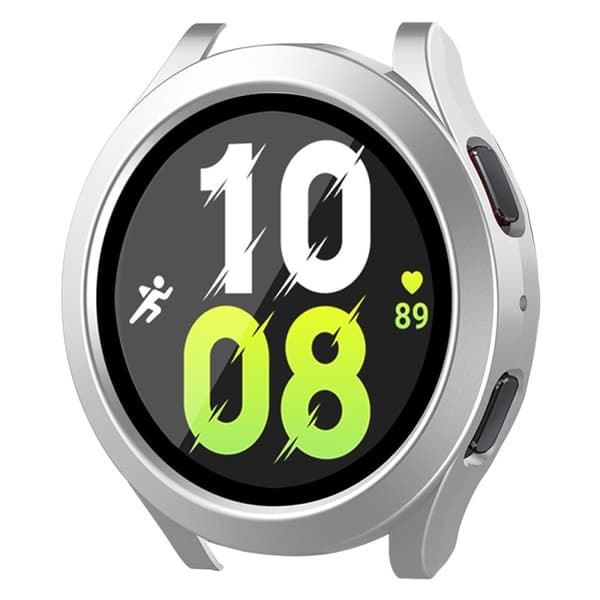 HAT-PRINCE Samsung Galaxy Watch 5 (40mm) / 4 (40mm) cover with tempered glass - Bright Silver Silvergrå