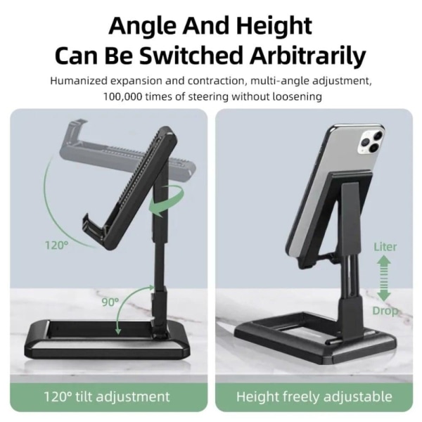 Universal biaxial foldable phone and tablet holder - Green Grön