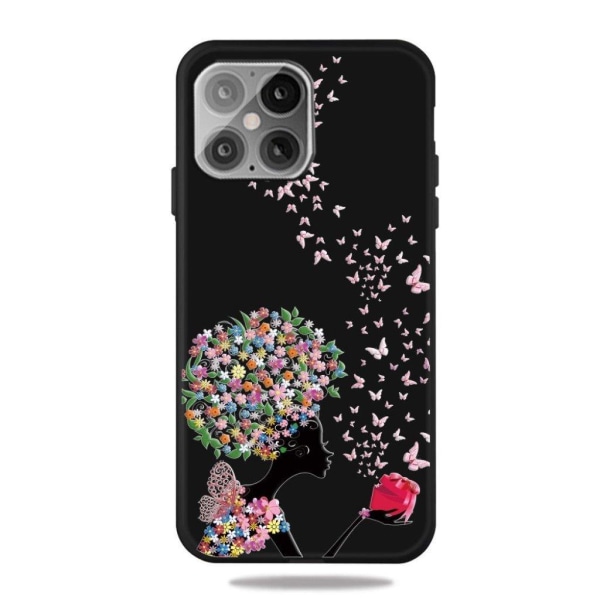 Butterfly iPhone 12 Mini nahkakotelo - Kukallinen Tyttö Ja Perhonen Multicolor