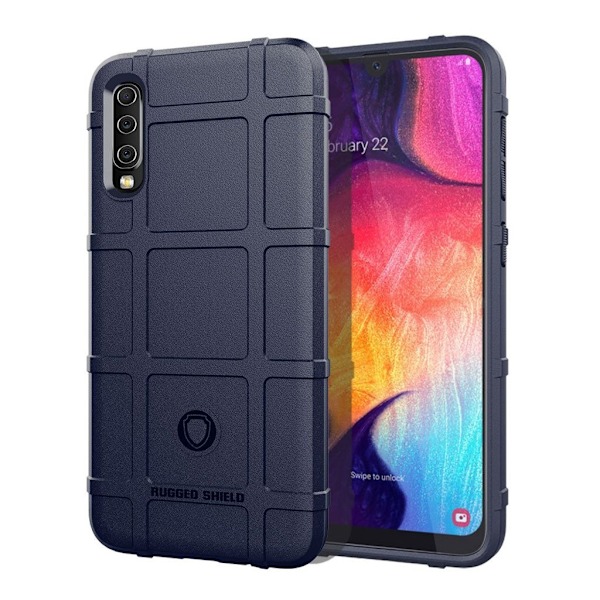 Samsung Galaxy A50 robust fyrkantigt rutnätsfodral - Blå Blå