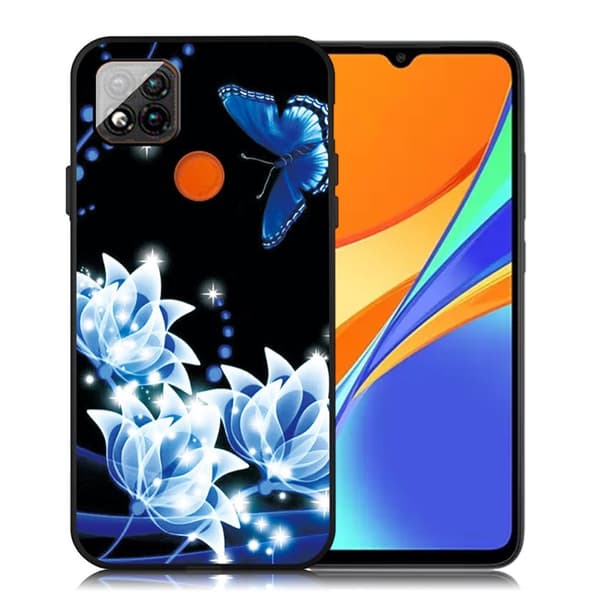 Imagine Xiaomi Redmi 9C Suojakotelo - Sininen Flower Blue