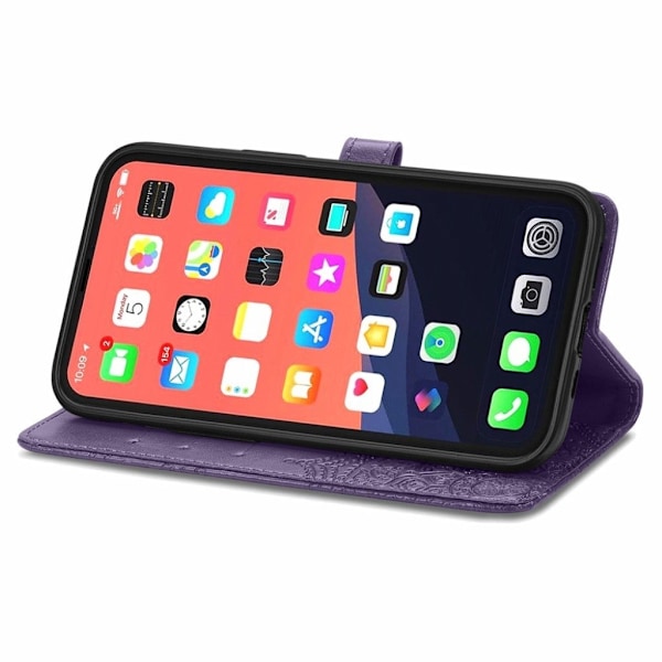 Mandala läder iPhone 13 fodral - Lila Lila