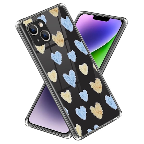 Deco iPhone 14 skal - Gul / Blå Kärlek Blå