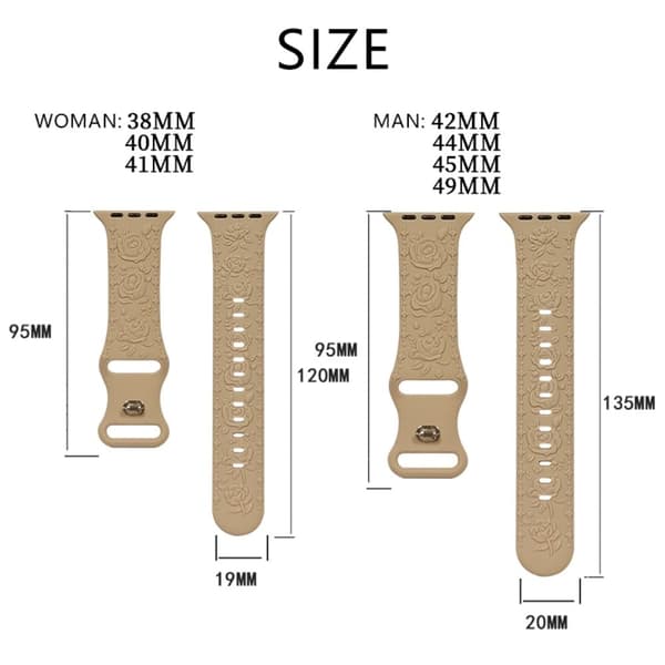 Rose Embossment Strap Apple Watch Series 41mm - 40mm - 38mm Silikone bånd - Hvid White