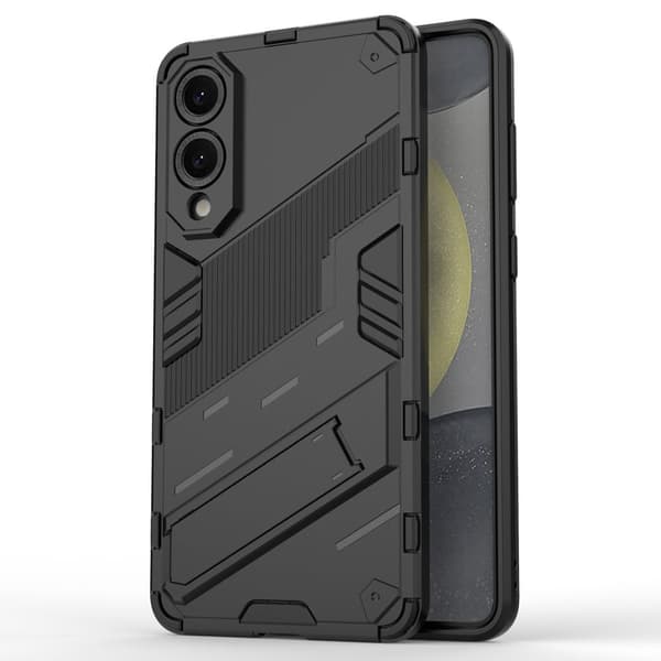 Samsung Galaxy S25 Edge Case PC + fleksibelt støtsikkert telefondeksel med kickstand - Svart Black