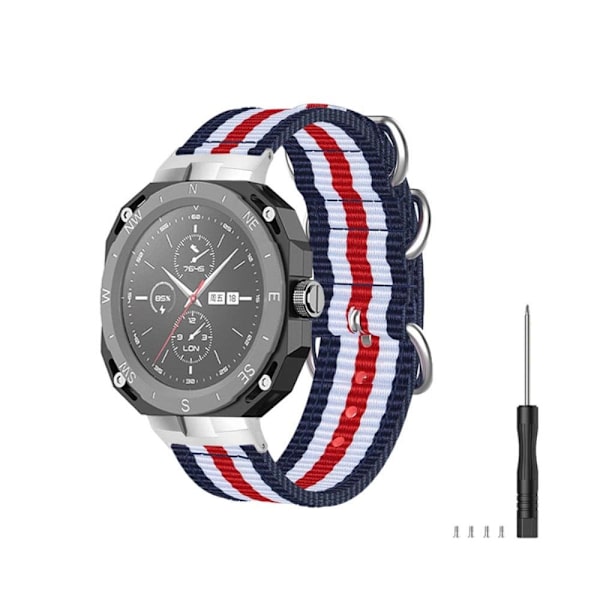 Huawei Watch GT Cyber nylon kellohihna - Sininen / Valkoinen / Punainen Multicolor
