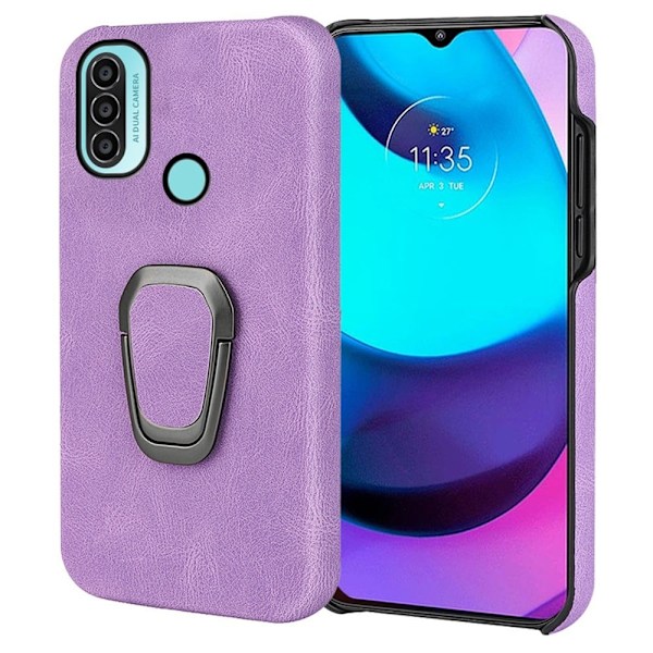 Stødsikkert lædercover med oval kickstand til Motorola Moto E30 / E20 / E40 - Lilla Purple